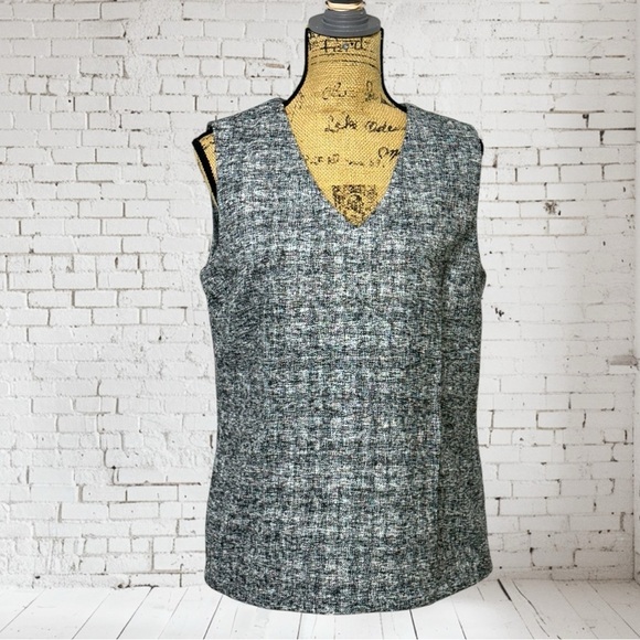 352 - CALVIN KLEIN- BLOUSE - TOP - SLEEVELESS - BLACK/WHITE/GREY - SIZE XL - Picture 1 of 15